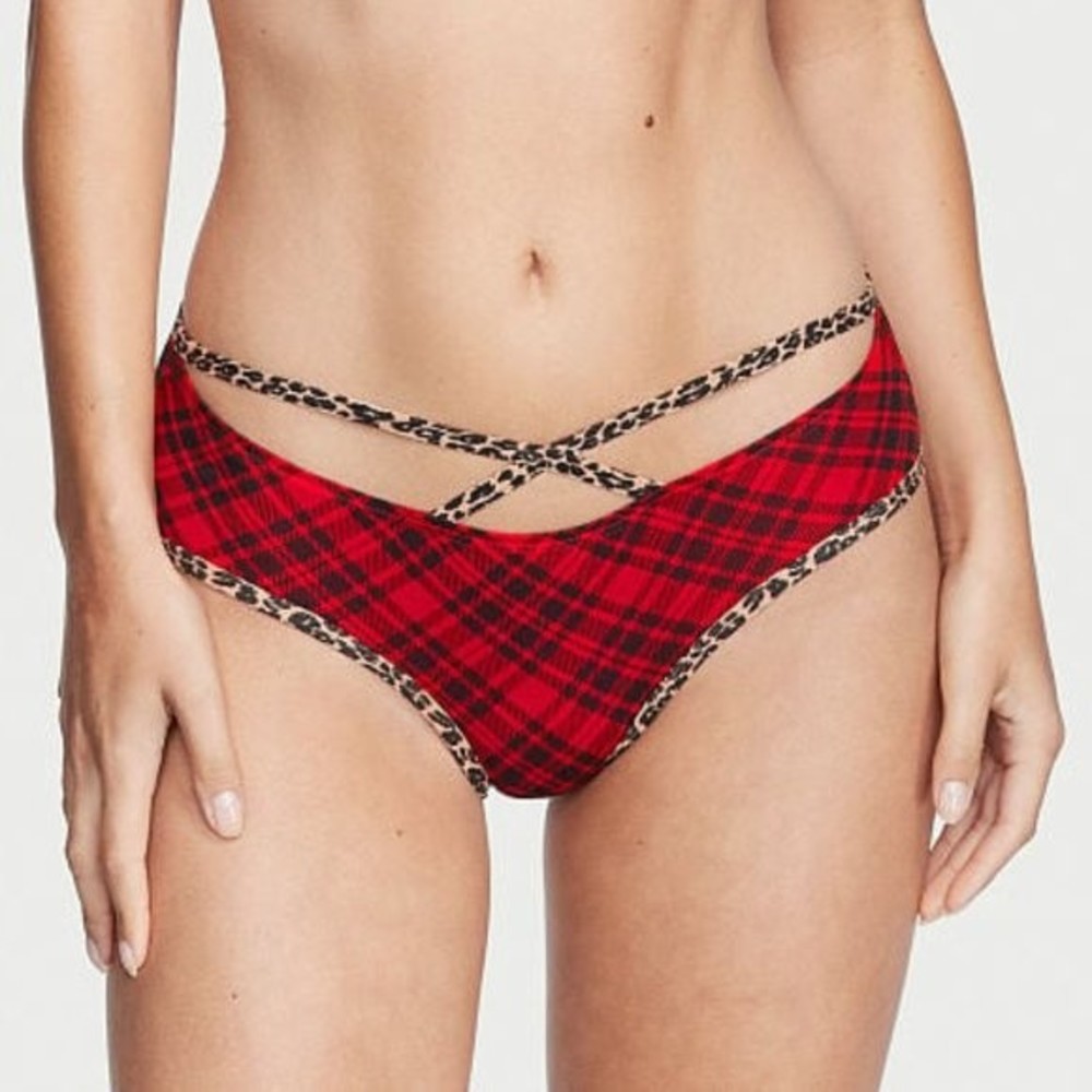 Victoria's Secret Plaid Stretch Cotton Strappy Hiphugger Panty